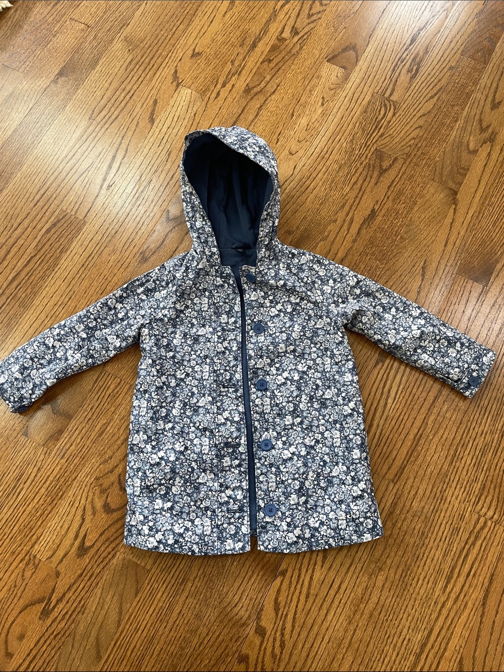 GAP Blue and White Floral Hooded Raincoat